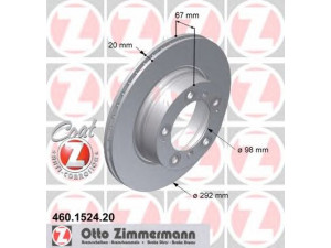 ZIMMERMANN 460.1524.20 stabdžių diskas 
 Dviratė transporto priemonės -> Stabdžių sistema -> Stabdžių diskai / priedai
986 352 401 04