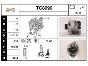 SNRA TC8099 kintamosios srovės generatorius 
 Elektros įranga -> Kint. sr. generatorius/dalys -> Kintamosios srovės generatorius
A2T34591B, 5705E5, 95667745