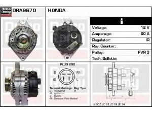 DELCO REMY DRA9670 kintamosios srovės generatorius 
 Elektros įranga -> Kint. sr. generatorius/dalys -> Kintamosios srovės generatorius
31100-PP4-E03