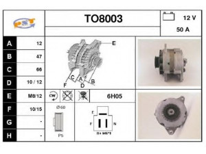 SNRA TO8003 kintamosios srovės generatorius 
 Elektros įranga -> Kint. sr. generatorius/dalys -> Kintamosios srovės generatorius
2702016030, 2702016040