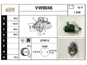 SNRA VW9046 starteris 
 Elektros įranga -> Starterio sistema -> Starteris
026911023E, 026911023EX, 026911023F