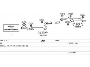 MTS C390149002314 išmetimo sistema 
 Išmetimo sistema -> Išmetimo sistema, visa