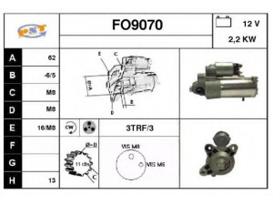 SNRA FO9070 starteris 
 Elektros įranga -> Starterio sistema -> Starteris
1351989, 3M5T11000DB, 3M5T11000DC