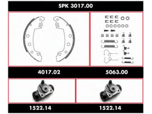 WOKING SPK 3017.00 stabdžių rinkinys, būgniniai stabdžiai 
 Stabdžių sistema -> Būgninis stabdys -> Stabdžių remonto rinkinys
7701205104, PEUGKFS009