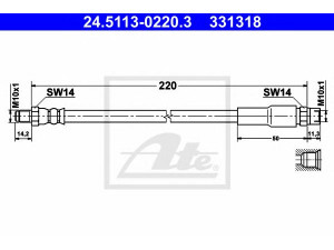 ATE 24.5113-0220.3 stabdžių žarnelė 
 Stabdžių sistema -> Stabdžių žarnelės
443 611 775 F, 803 611 707, 803 611 775