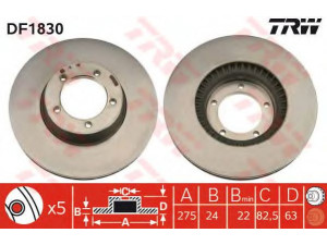 TRW DF1830 stabdžių diskas 
 Stabdžių sistema -> Diskinis stabdys -> Stabdžių diskas
AAR5516, BG2246, RAK7407