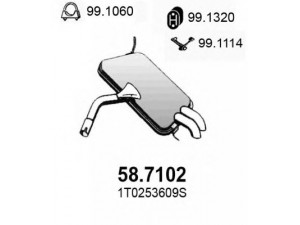 ASSO 58.7102 galinis duslintuvas 
 Išmetimo sistema -> Duslintuvas
1T0253609AE, 1T0253609C