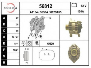EAI 56812 kintamosios srovės generatorius 
 Elektros įranga -> Kint. sr. generatorius/dalys -> Kintamosios srovės generatorius
7700430183, 8200120571, 8200205612