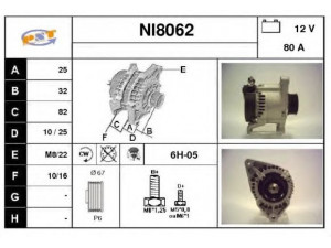 SNRA NI8062 kintamosios srovės generatorius 
 Elektros įranga -> Kint. sr. generatorius/dalys -> Kintamosios srovės generatorius
231002F200, 231002F201, 231002F210