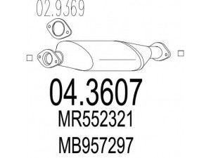 MTS 04.3607 katalizatoriaus keitiklis 
 Išmetimo sistema -> Katalizatoriaus keitiklis
MB957297, MR552321