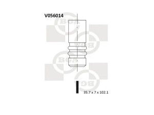 BGA V056014 įleidimo vožtuvas 
 Variklis -> Variklio uždegimo laiko reguliavimo kontrolė -> Vožtuvų eilė -> Vožtuvai/dalys
60560643
