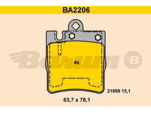 BARUM BA2206 stabdžių trinkelių rinkinys, diskinis stabdys 
 Techninės priežiūros dalys -> Papildomas remontas
002 420 52 20, 003 420 28 20, 003 420 52 20
