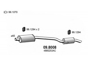 ASSO 09.8008 vidurinis / galinis duslintuvas 
 Išmetimo sistema -> Duslintuvas
04880253AB, 04880253AC, 4880253AB