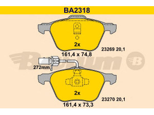 BARUM BA2318 stabdžių trinkelių rinkinys, diskinis stabdys 
 Techninės priežiūros dalys -> Papildomas remontas
1133446, 1205696, YM21-2K021-BA