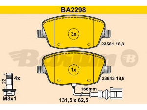 BARUM BA2298 stabdžių trinkelių rinkinys, diskinis stabdys 
 Techninės priežiūros dalys -> Papildomas remontas
6Q0 698 151 C, 6Q0 698 151 C, 6Q0 698 151 C