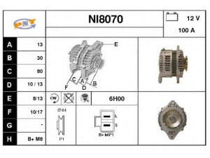 SNRA NI8070 kintamosios srovės generatorius 
 Elektros įranga -> Kint. sr. generatorius/dalys -> Kintamosios srovės generatorius
23100BN300, LR1100724