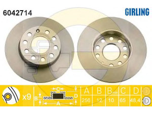 GIRLING 6042714 stabdžių diskas 
 Dviratė transporto priemonės -> Stabdžių sistema -> Stabdžių diskai / priedai
1K0615601AC, 1K0615601L, 1K0615601AC