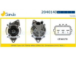SANDO 2040140.0 kintamosios srovės generatorius 
 Elektros įranga -> Kint. sr. generatorius/dalys -> Kintamosios srovės generatorius
2706011170, 2706011270, 270601127084