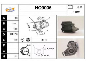 SNRA HO9006 starteris 
 Elektros įranga -> Starterio sistema -> Starteris
31200PC6003, 31200PD2003, 31200PD2006