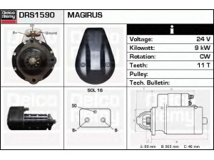 DELCO REMY DRS1590 starteris
1163556, 6290033, 01163556, 03040116