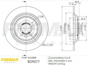 FREMAX BD-9077 stabdžių diskas 
 Stabdžių sistema -> Diskinis stabdys -> Stabdžių diskas
30769059