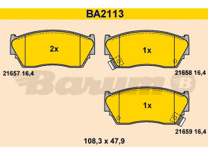 BARUM BA2113 stabdžių trinkelių rinkinys, diskinis stabdys 
 Techninės priežiūros dalys -> Papildomas remontas
41060-50Y94, 41060-62C90, 41060-63C90