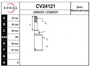 EAI CV24121K jungčių komplektas, kardaninis velenas