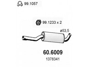 ASSO 60.6009 vidurinis duslintuvas 
 Išmetimo sistema -> Duslintuvas
1332553, 1378341, 13783410, 1878341