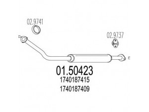 MTS 01.50423 vidurinis duslintuvas 
 Išmetimo sistema -> Duslintuvas
1740187409, 1740187415