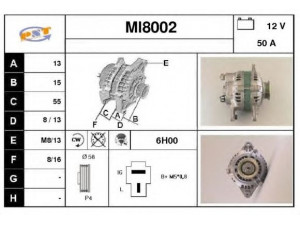 SNRA MI8002 kintamosios srovės generatorius 
 Elektros įranga -> Kint. sr. generatorius/dalys -> Kintamosios srovės generatorius
A2T03591, A2T41791, A2T43791, A2T49891