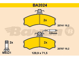 BARUM BA2024 stabdžių trinkelių rinkinys, diskinis stabdys 
 Techninės priežiūros dalys -> Papildomas remontas
95 624 970, 95 667 764, 9940092