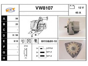 SNRA VW8107 kintamosios srovės generatorius 
 Elektros įranga -> Kint. sr. generatorius/dalys -> Kintamosios srovės generatorius