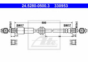 ATE 24.5280-0500.3 stabdžių žarnelė 
 Stabdžių sistema -> Stabdžių žarnelės
2K0 611 775 C, 2K0 611 775 D