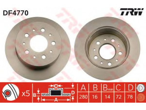 TRW DF4770 stabdžių diskas 
 Dviratė transporto priemonės -> Stabdžių sistema -> Stabdžių diskai / priedai
1607880480, 424931, 4249K7, 51740245