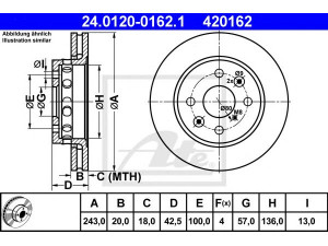 ATE 24.0120-0162.1 stabdžių diskas 
 Dviratė transporto priemonės -> Stabdžių sistema -> Stabdžių diskai / priedai
0K20A-33-251, 0K20A-33-251A