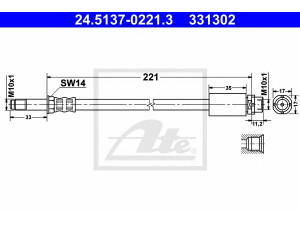 ATE 24.5137-0221.3 stabdžių žarnelė 
 Stabdžių sistema -> Stabdžių žarnelės
34 30 6 762 837, 34 30 6 768 851