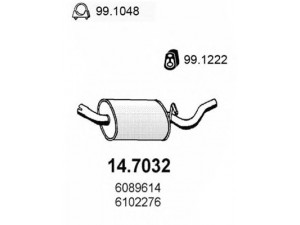 ASSO 14.7032 galinis duslintuvas 
 Išmetimo sistema -> Duslintuvas
5018206, 6089614, 6102276