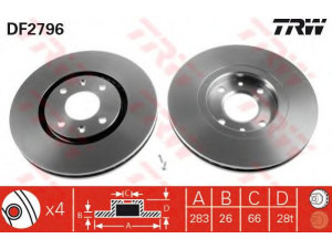 TRW DF2796 stabdžių diskas 
 Dviratė transporto priemonės -> Stabdžių sistema -> Stabdžių diskai / priedai
4246L8, 4249J1, 4246N0, 4246R7