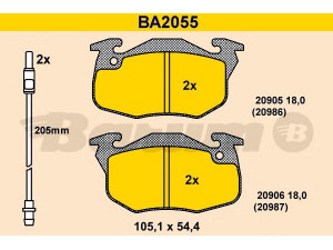 BARUM BA2055 stabdžių trinkelių rinkinys, diskinis stabdys 
 Techninės priežiūros dalys -> Papildomas remontas
4250 35, 4250 43, 4250 50, 4250 51