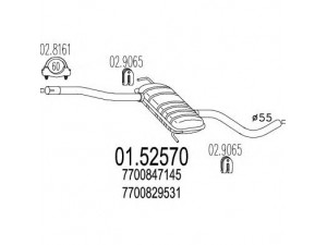 MTS 01.52570 vidurinis duslintuvas 
 Išmetimo sistema -> Duslintuvas
7700829531, 7700847145