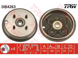 TRW DB4263 stabdžių būgnas 
 Stabdžių sistema -> Būgninis stabdys -> Stabdžių būgnas
26302TA001, 725411610