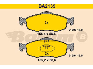 BARUM BA2139 stabdžių trinkelių rinkinys, diskinis stabdys 
 Techninės priežiūros dalys -> Papildomas remontas
1073731, 1079347, 1095201, 1096942
