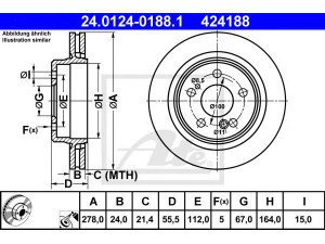 ATE 24.0124-0188.1 stabdžių diskas 
 Dviratė transporto priemonės -> Stabdžių sistema -> Stabdžių diskai / priedai
124 423 08 12