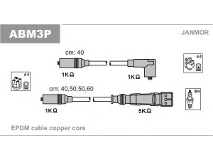 JANMOR ABM3P uždegimo laido komplektas 
 Kibirkšties / kaitinamasis uždegimas -> Uždegimo laidai/jungtys
052998031, 056998031, 059998031