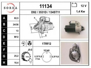 EAI 11134 starteris 
 Elektros įranga -> Starterio sistema -> Starteris
FMR8107011, M1T50071, 034911023