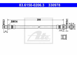 ATE 83.6150-0206.3 stabdžių žarnelė 
 Stabdžių sistema -> Stabdžių žarnelės
34 30 6 762 185, 34 32 6 757 744