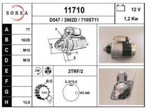 EAI 11710 starteris 
 Elektros įranga -> Starterio sistema -> Starteris
AM1518400, M1T70481, M1T70482, M1T70483