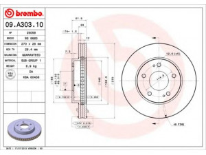 BREMBO 09.A303.10 stabdžių diskas 
 Stabdžių sistema -> Diskinis stabdys -> Stabdžių diskas
MN102275