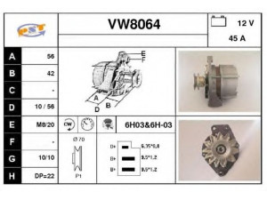 SNRA VW8064 kintamosios srovės generatorius
068903017G, 068903017GX, 068903023M