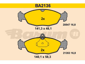 BARUM BA2136 stabdžių trinkelių rinkinys, diskinis stabdys 
 Techninės priežiūros dalys -> Papildomas remontas
16 05 087, 16 05 455, 16 05 810
